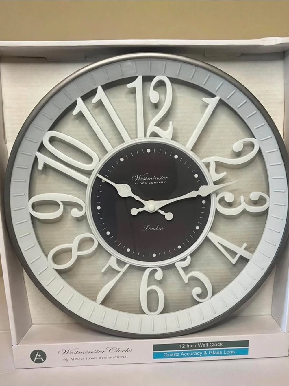 Westminster Wall Clock in White and Gray